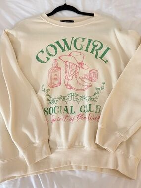 Cowgirl Social Club Cream Graphic Sweatshirt